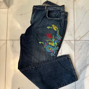 Vintage RL Lauren Jean Co Dragon Embroidered Jean-Plus size 18W